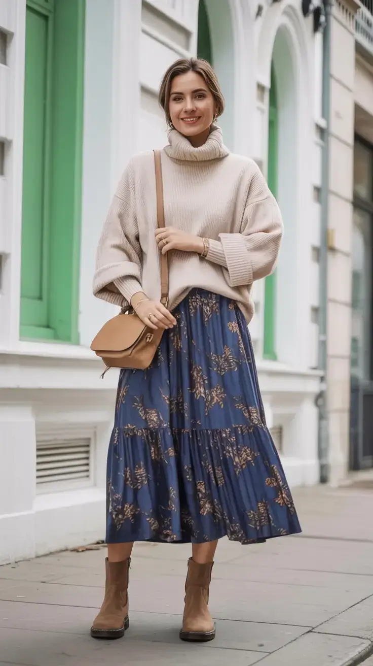 march outfits ideas 2026 Cozy Feminine in Knit and Florals