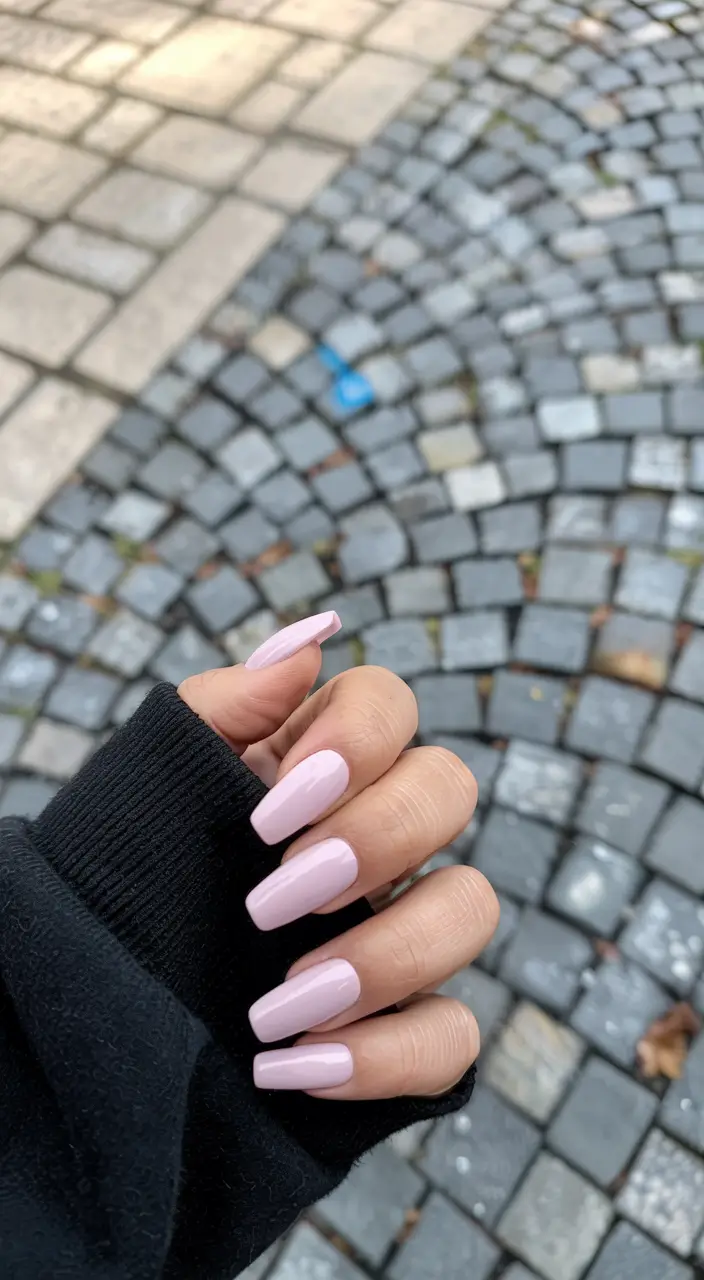 minimalist spring nails coffin 2026 Soft Lilac Cream Simplicity