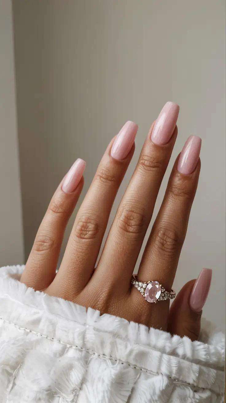 minimalist spring nails coffin 2026 Soft Pink Whisper Nails