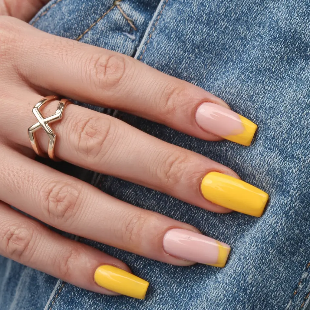 minimalist spring nails coffin 2026 Lemon-Edge Spring Tips