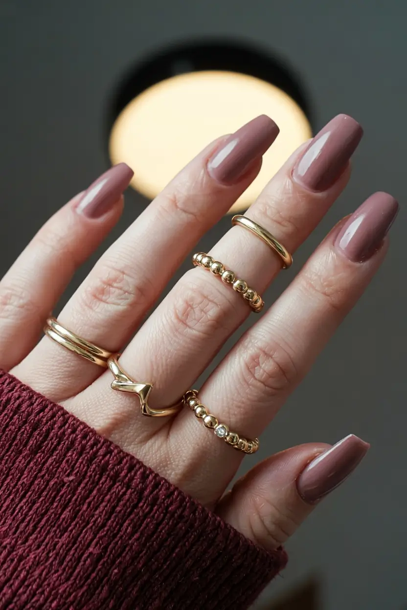 minimalist spring nails coffin 2026 Soft Cocoa Neutral Shine