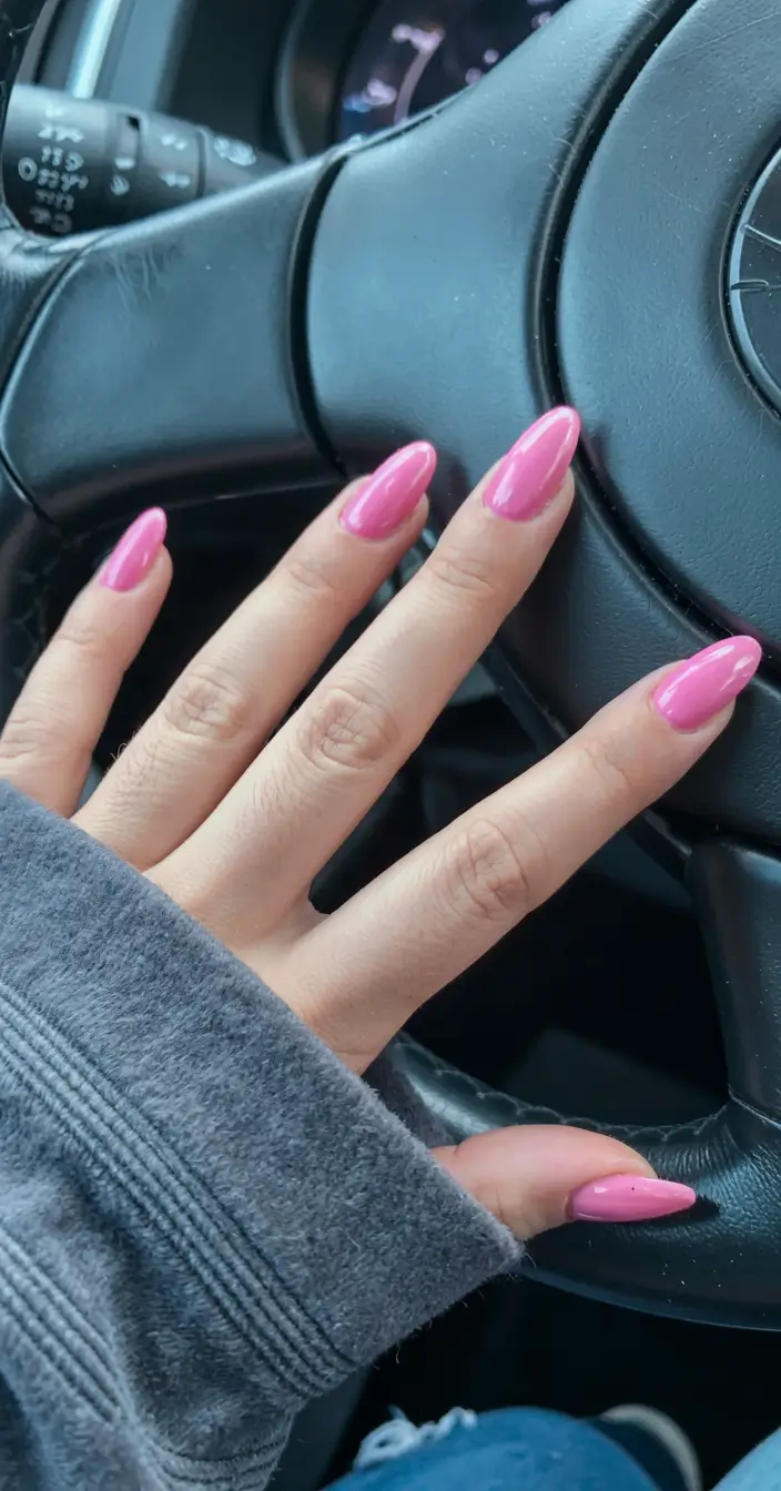 minimalist spring nails coffin 2026 Bubblegum Pink Everyday Bright