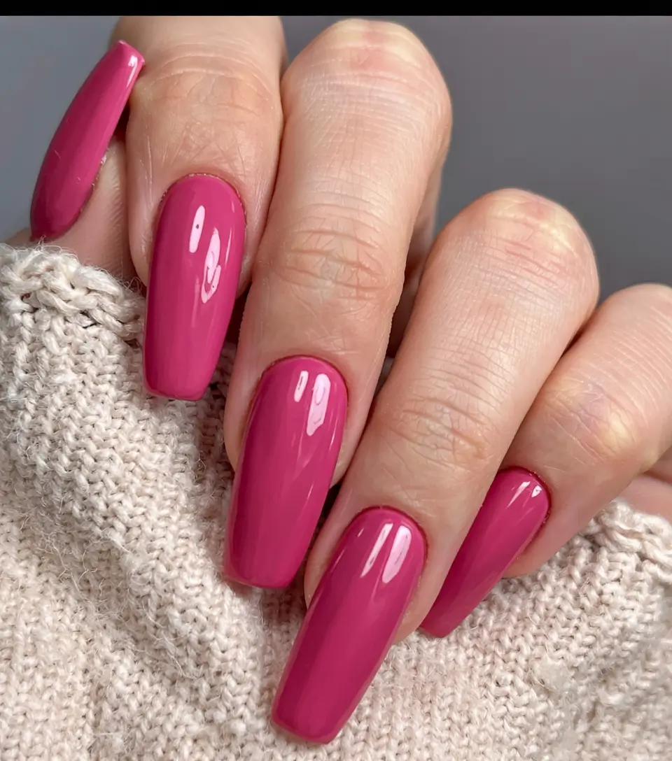 minimalist spring nails coffin 2026 Raspberry Glass Minimalism