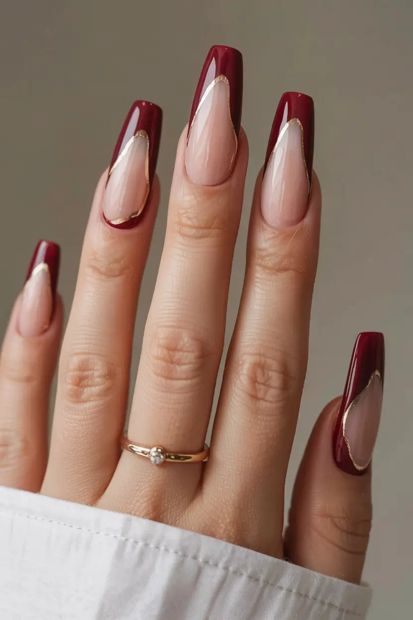 minimalist spring nails coffin 2026 Deep Merlot Contour Edges