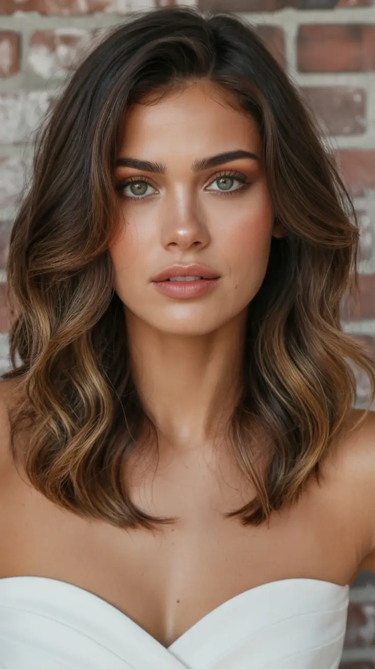 must try spring haircuts for women over 40 2026 Bronze-Toned Wavy Lob With Glossy Finish
