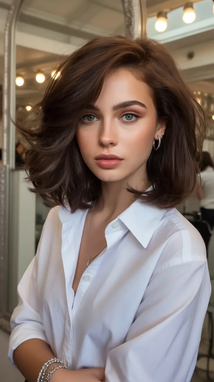 must try spring haircuts for women over 40 2026 Full-Bodied Brunette Bob With Lifted Layers