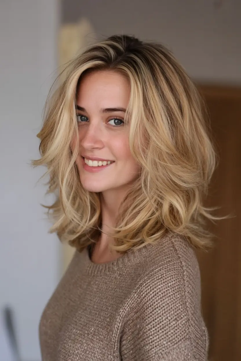 must try spring haircuts for women over 40 2026 Golden Layered Shag With Youthful Radiance