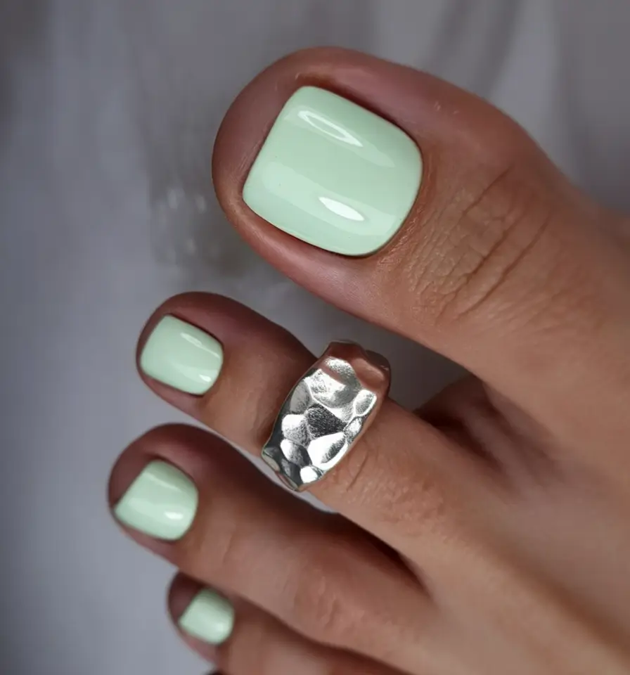 must try spring toe nail color 2026 Minted Silver Accent