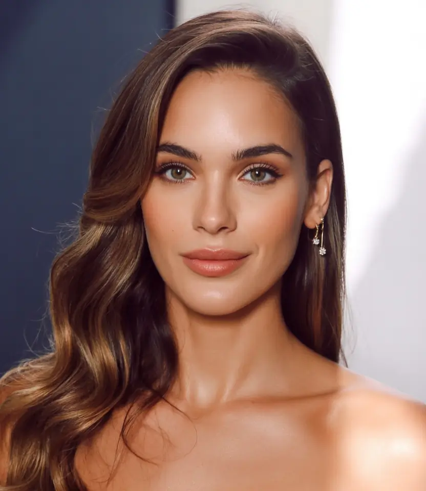 natural spring hair color for tan skin 2026+Bronzed Cinnamon S-Waves with Bare Glow