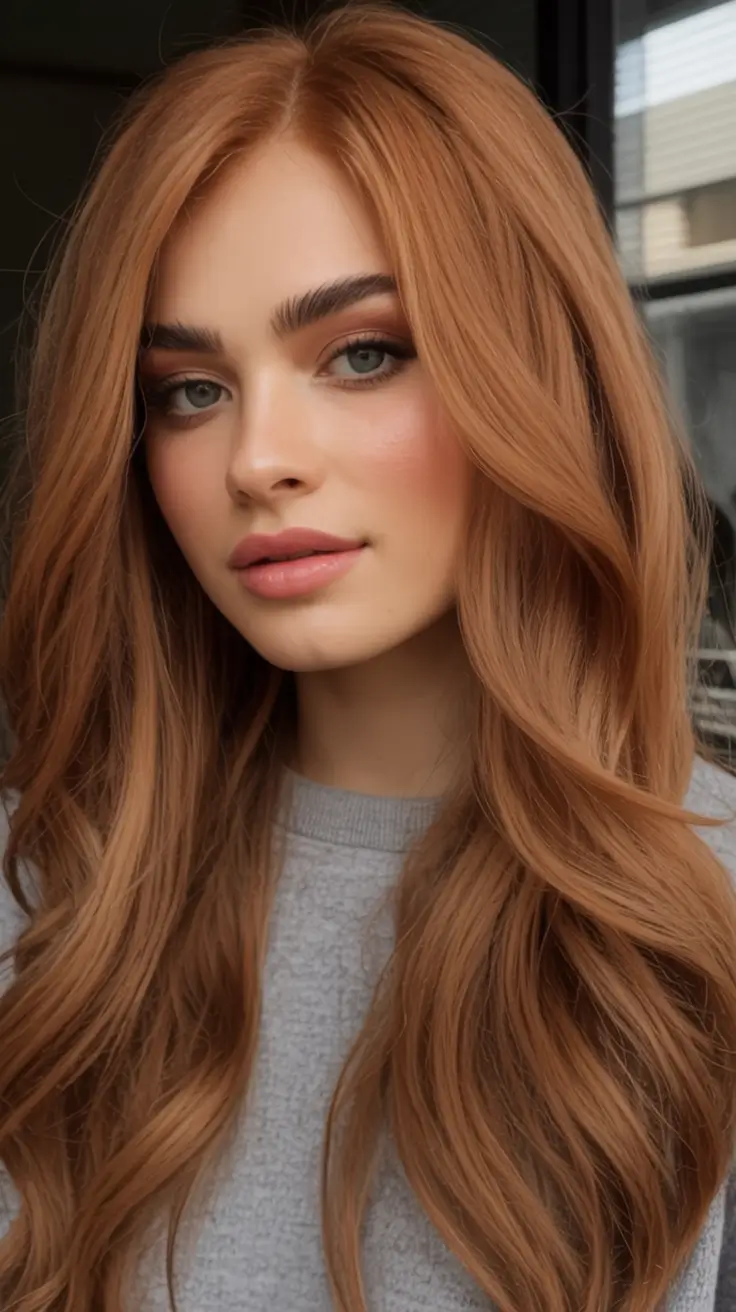 natural spring hair color for tan skin 2026+Golden Apricot Melt with Feathered Layers