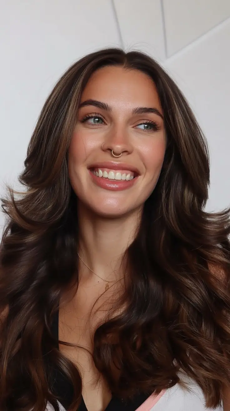 natural spring hair color for tan skin 2026+Cocoa Cream Layers with Center Part Calm