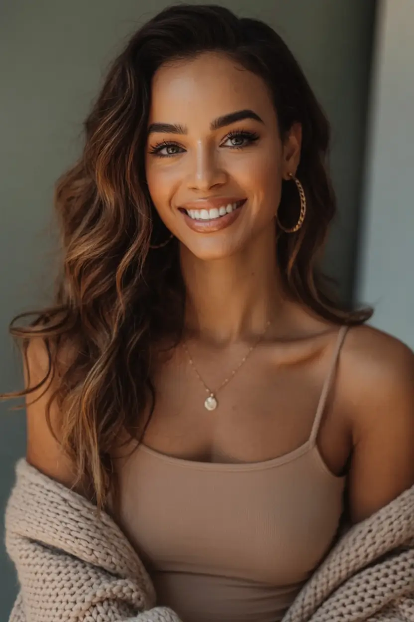 natural spring hair color for tan skin 2026+Beachside Balayage with Sunset Vibes