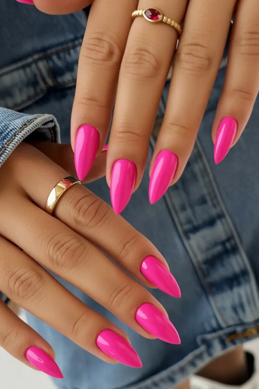 neon bright spring nails 2026 Pink Power Clash