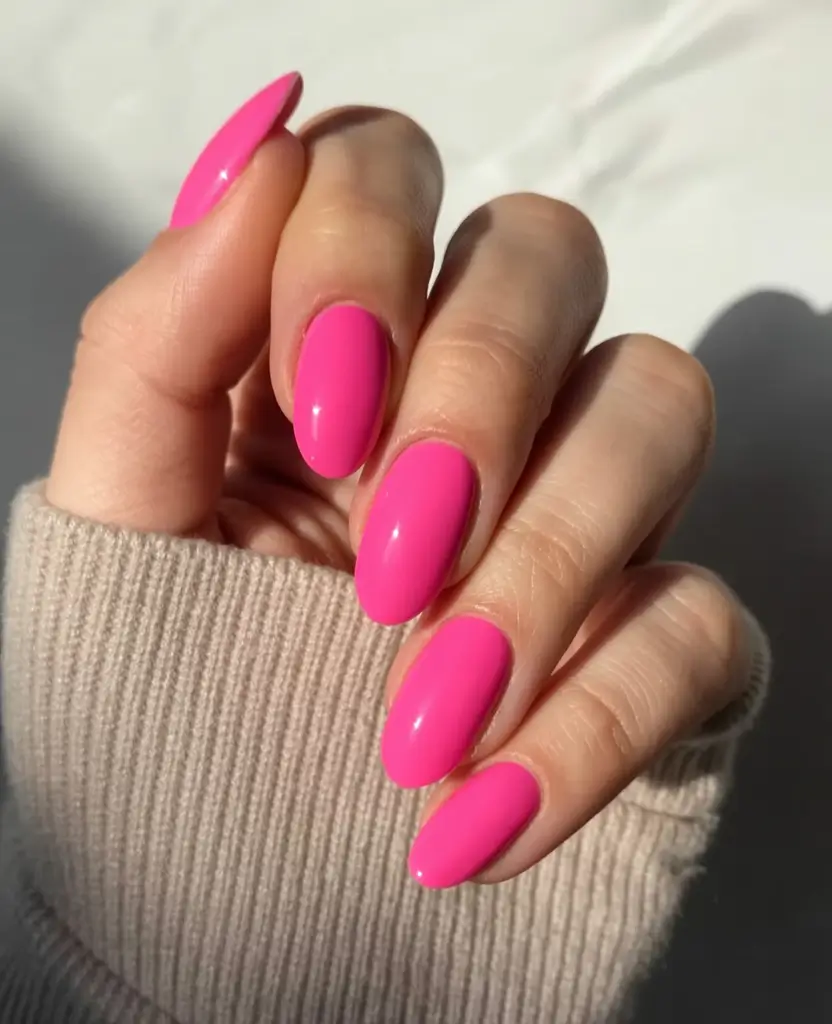 neon bright spring nails 2026 Highlighter Pink Confidence