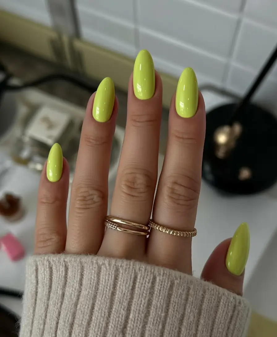 neon bright spring nails 2026 Lime Sugar Gloss
