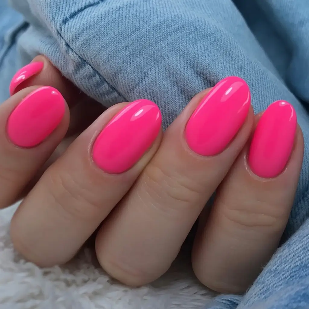 neon bright spring nails 2026 Denim & Bubblegum