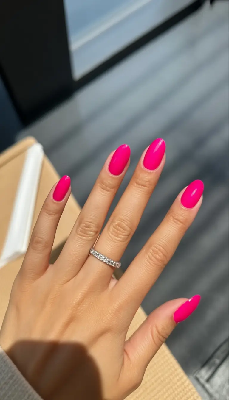 neon bright spring nails 2026 Pep Rally Pink