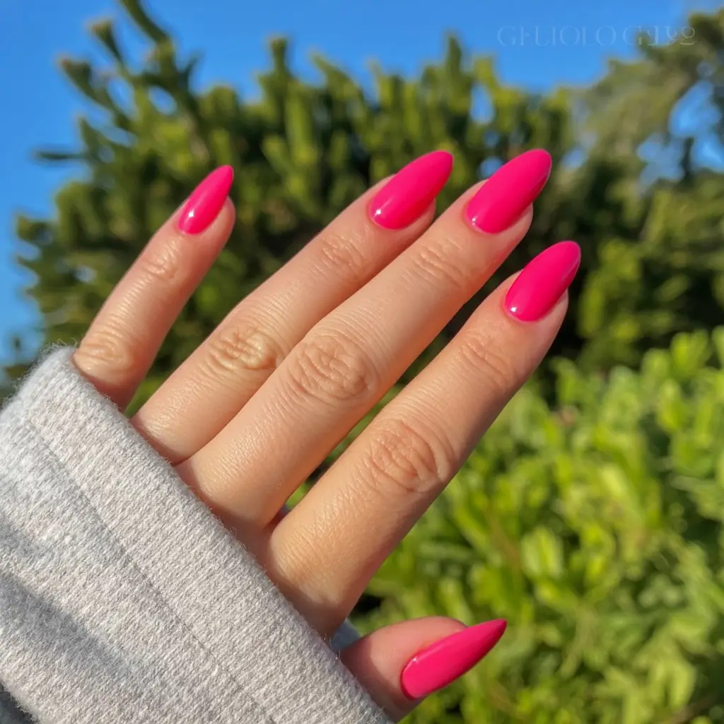 neon bright spring nails 2026 Hot Magenta in the Wild