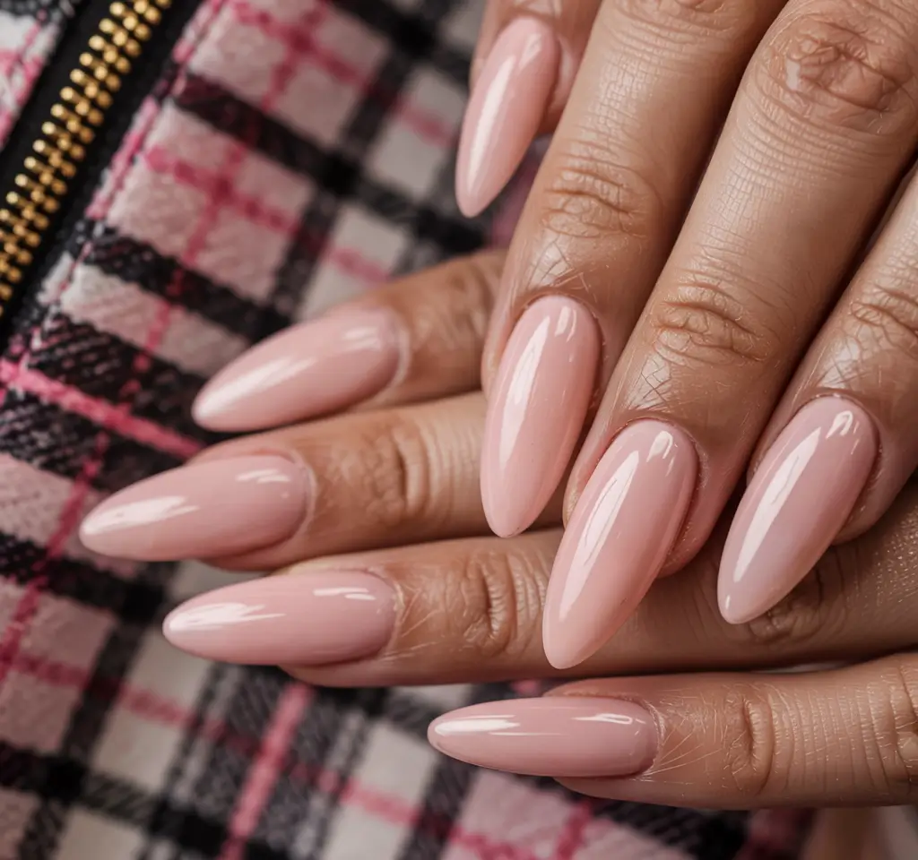 pastel spring stiletto nails 2026 Glossy Ballet-Pink Stilettos for Everyday Elegance