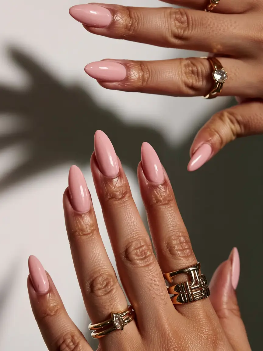 pastel spring stiletto nails 2026 Dewy Rose Stilettos With a Polished Minimal Mood