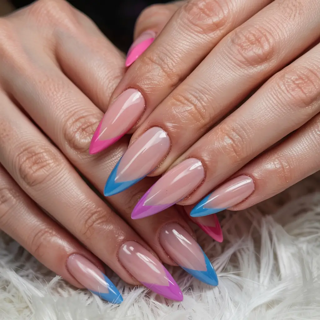 pastel spring stiletto nails 2026 Vibrant Pastel French Points