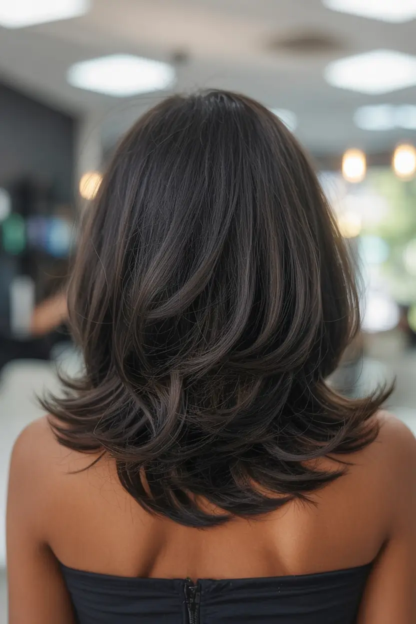 playful spring short haircut 2026 Layered Back Sweeping Bob with Satin Movement