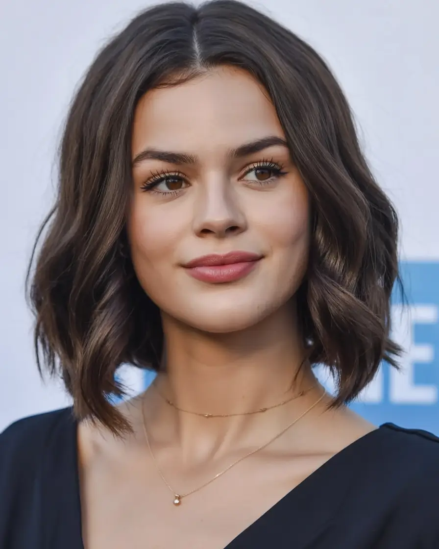 playful spring short haircut 2026 Chin-Skimming Wavy Bob with Polished Definition