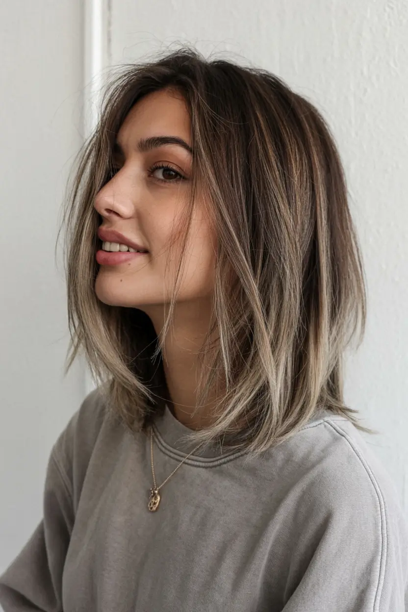 playful spring short haircut 2026 Soft Beige-Toned Lob with Layered Face Frame