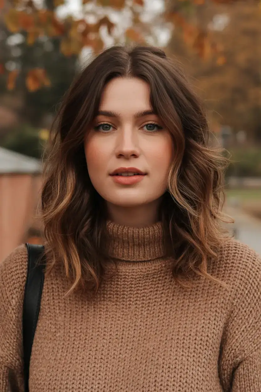 rich spring brunette hair color 2026+Soft Chestnut Balayage on a Cropped Cut