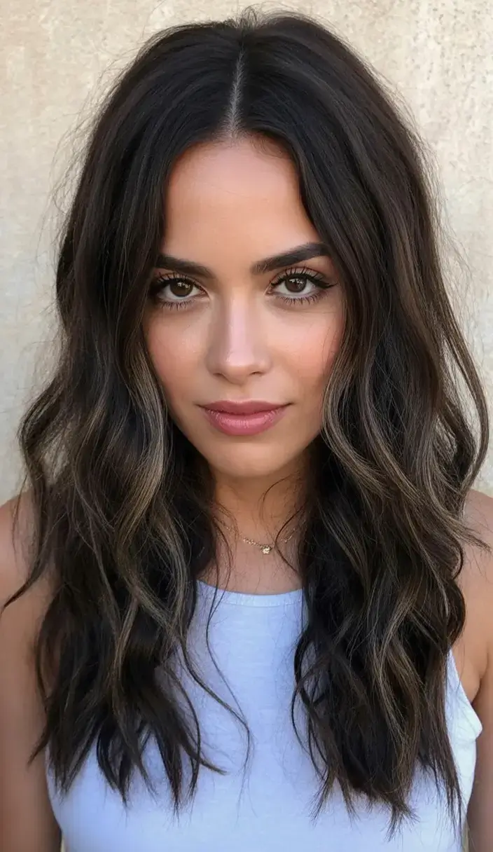 rich spring brunette hair color 2026+Neutral Mocha Mid-Length with Root Depth