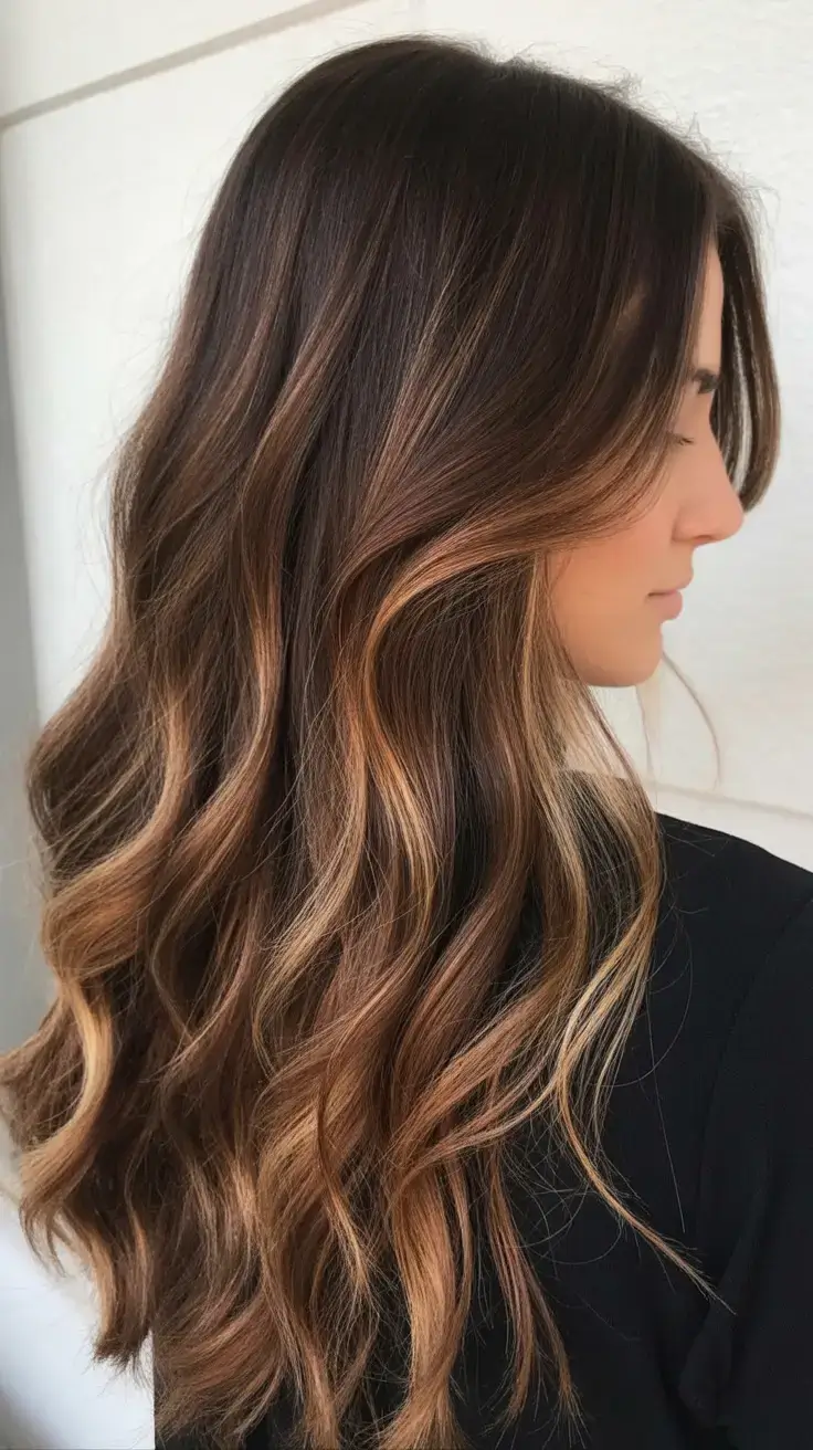 rich spring brunette hair color 2026+Subtle Mocha Ribbons with Lived-In Texture