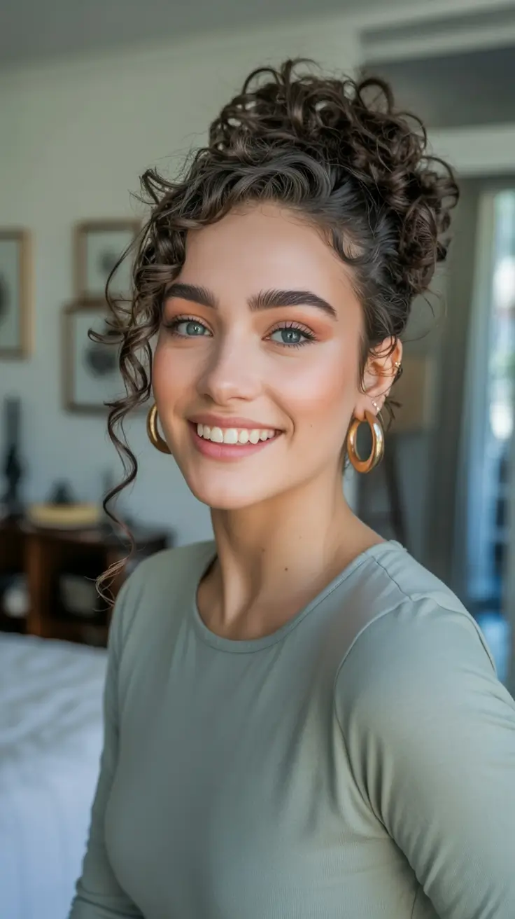 romantic spring wedding hairstyle 2026 Playful Curly Updo With Springy Texture
