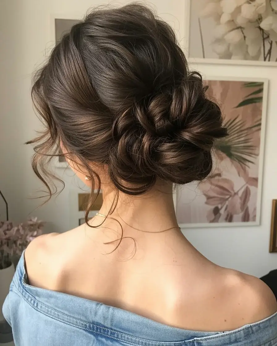 romantic spring wedding hairstyle 2026 Loose Textured Low Bun With Soft Spirals