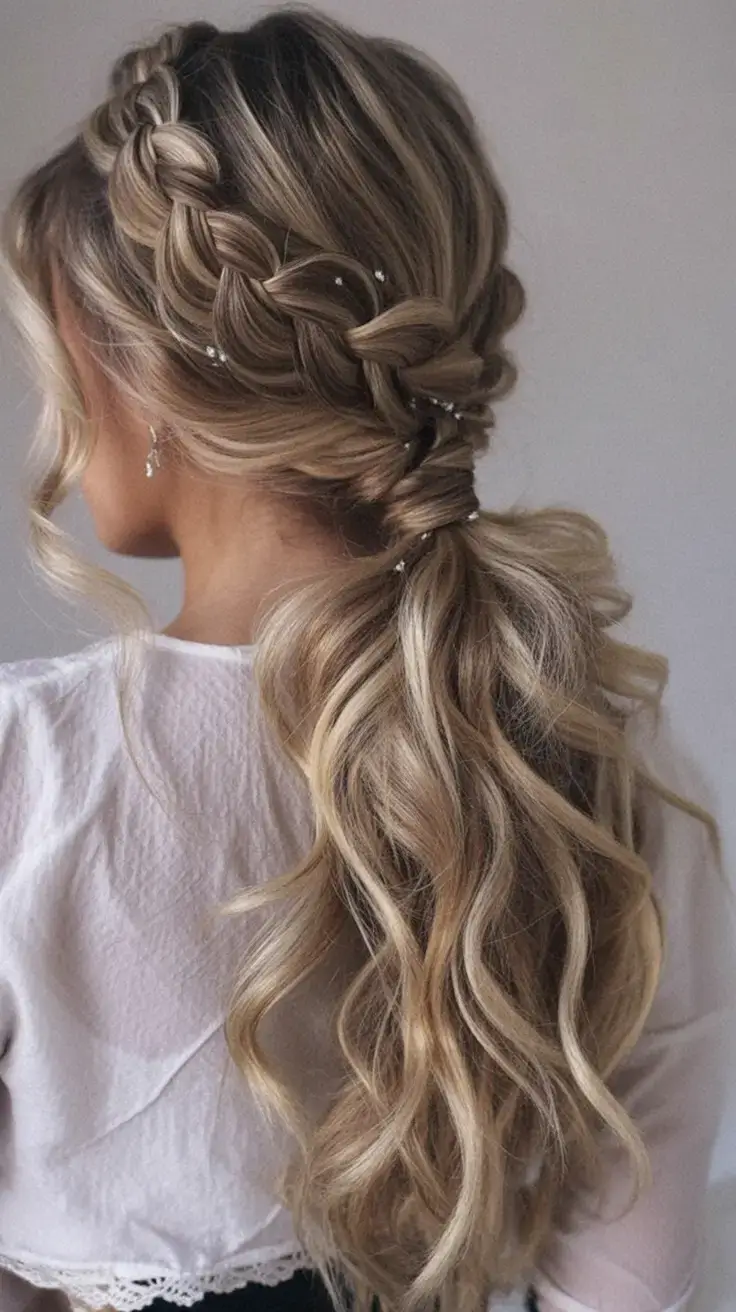 simple spring hairstyles 2026 Diamond-Twist Ponytail with Statement Braids
