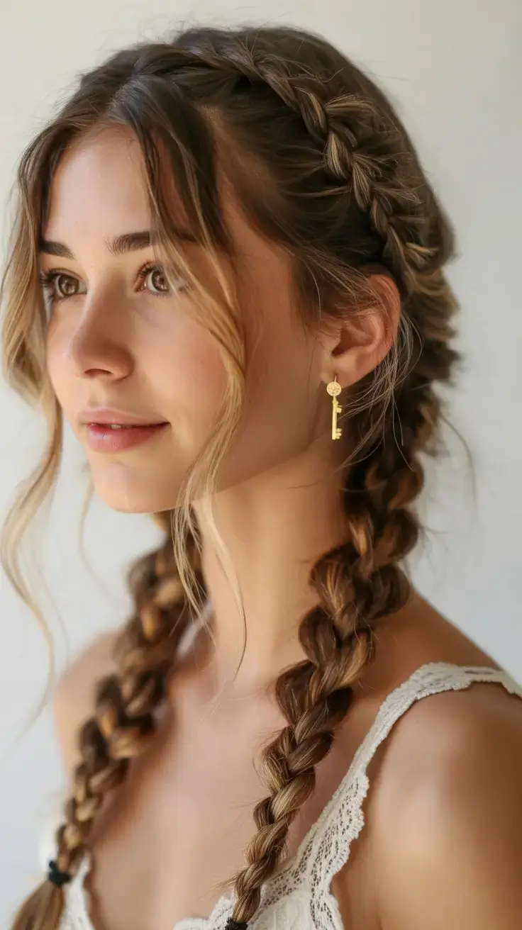 simple spring hairstyles 2026 Double Braids with Face-Framing Tendrils
