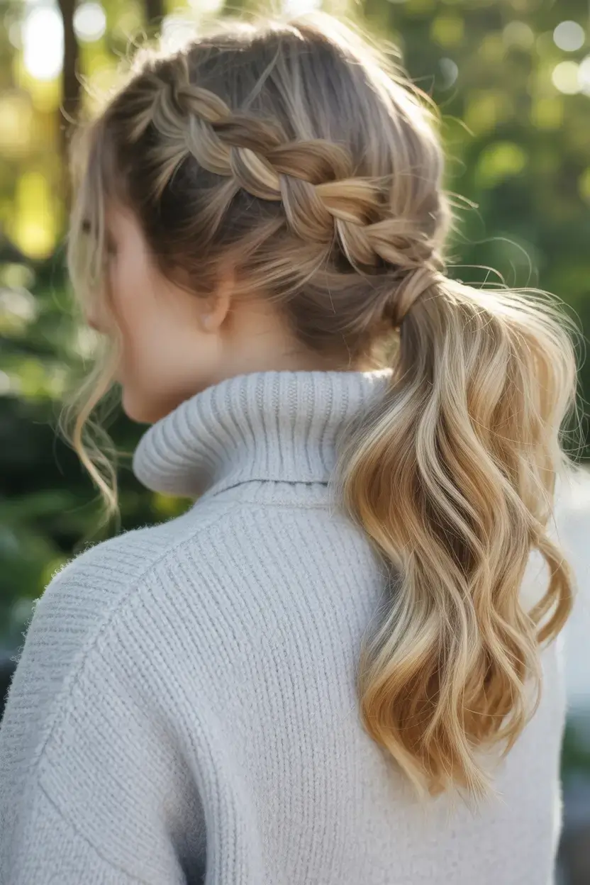 simple spring hairstyles 2026 Side Braid into Ponytail