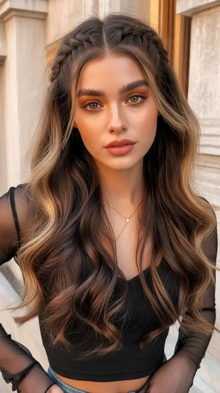 simple spring hairstyles 2026 Voluminous Curls with Crown Braids