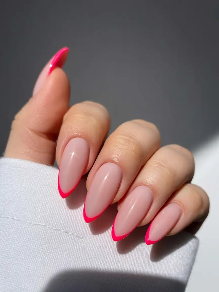 spring simple nails 2026 Neon-Tipped Spring Energy