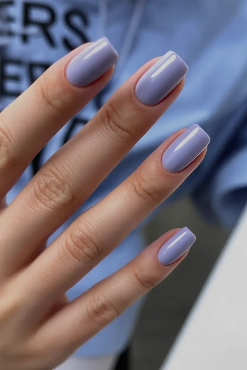 spring simple nails 2026 Lavender Square Gloss
