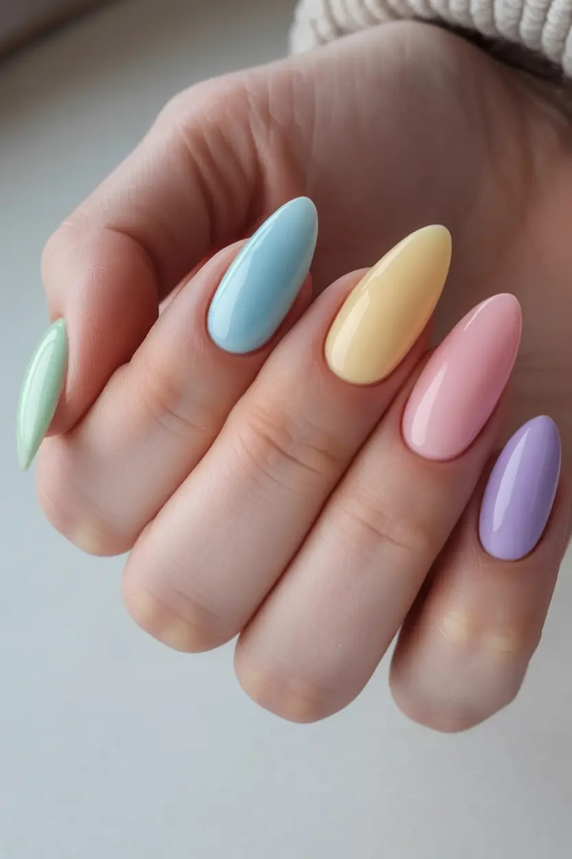 spring simple nails 2026 Pastel Candy Mix