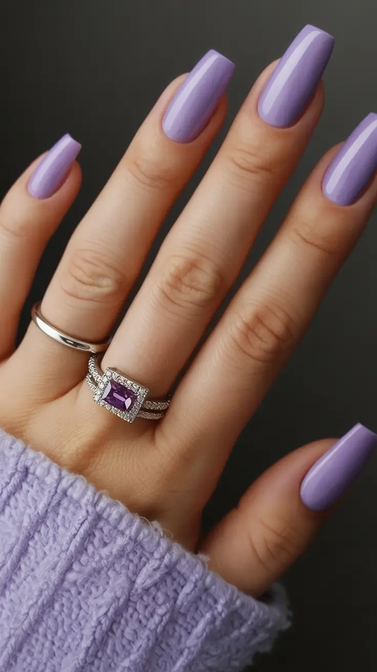 spring simple nails 2026 Lavender Sleek Square