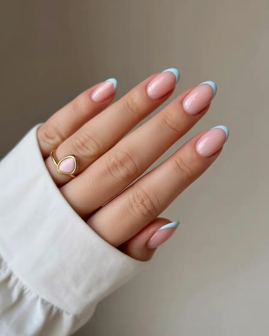 spring simple nails 2026 Sky Tipped Soft French