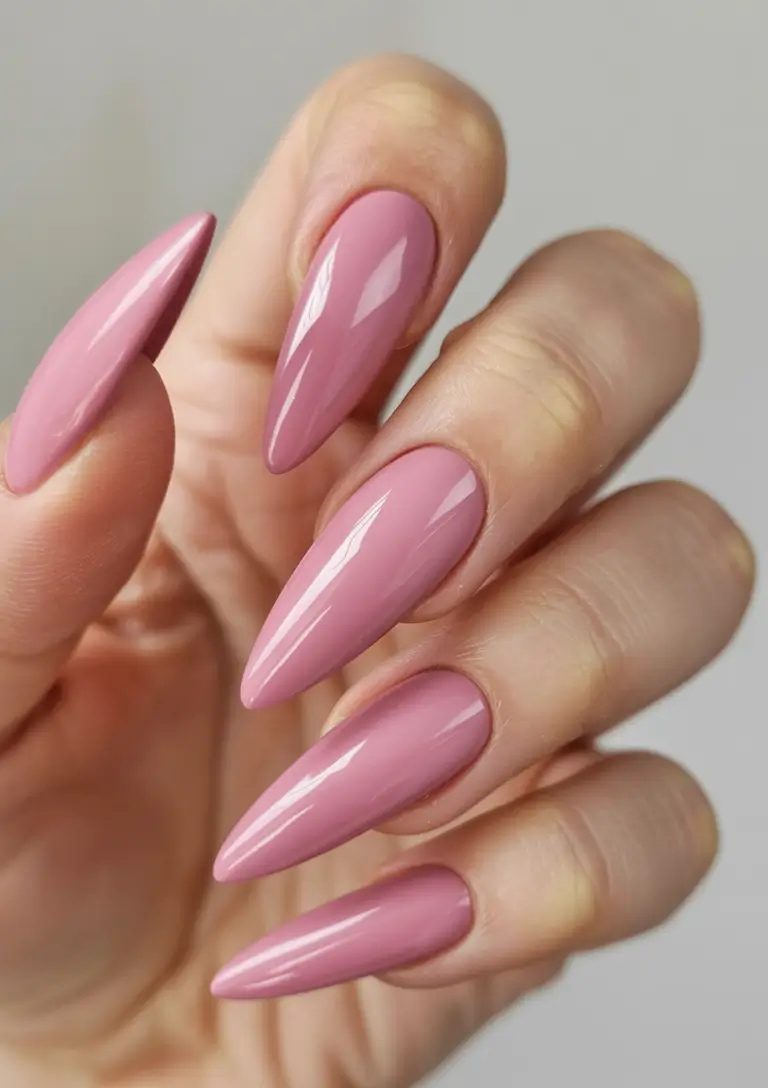 spring simple nails 2026 Rosy Almond Glow