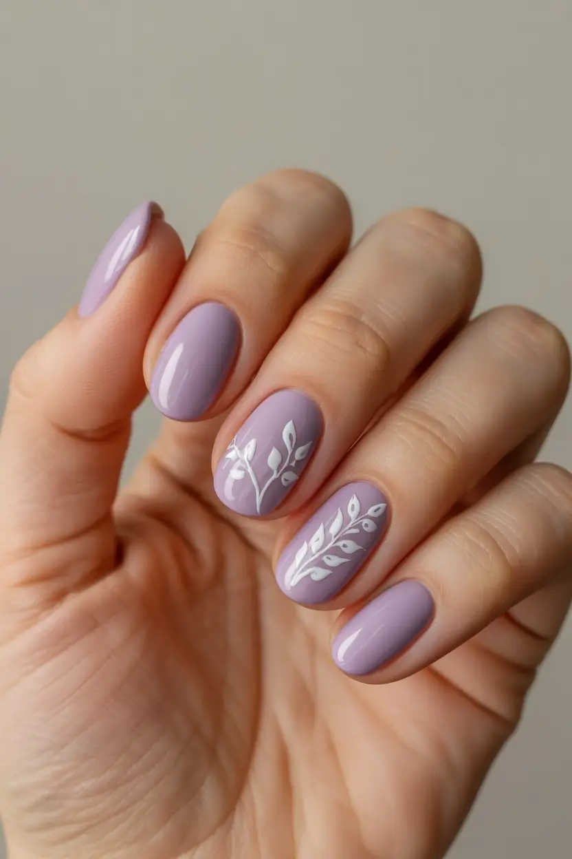 spring simple nails 2026 Lavender Botanical Accents