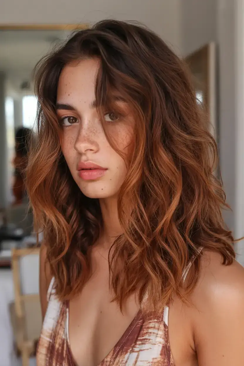 stunning spring hair color trends 2026+Warm Chestnut Curls: Vintage Energy, Modern Finish