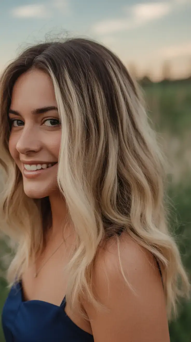stunning spring hair color trends 2026+Vanilla Melt Balayage: Sunrise on Strands
