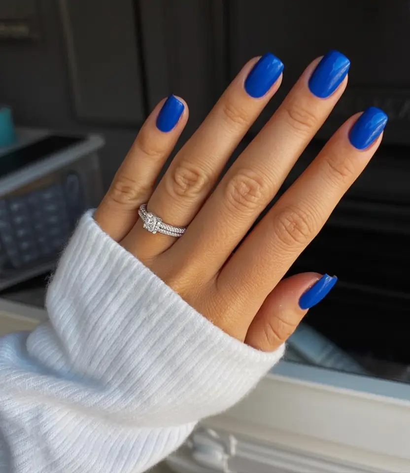 stylish blue spring nails for 2026 Vibrant Cobalt Blue for Bold Spring Energy