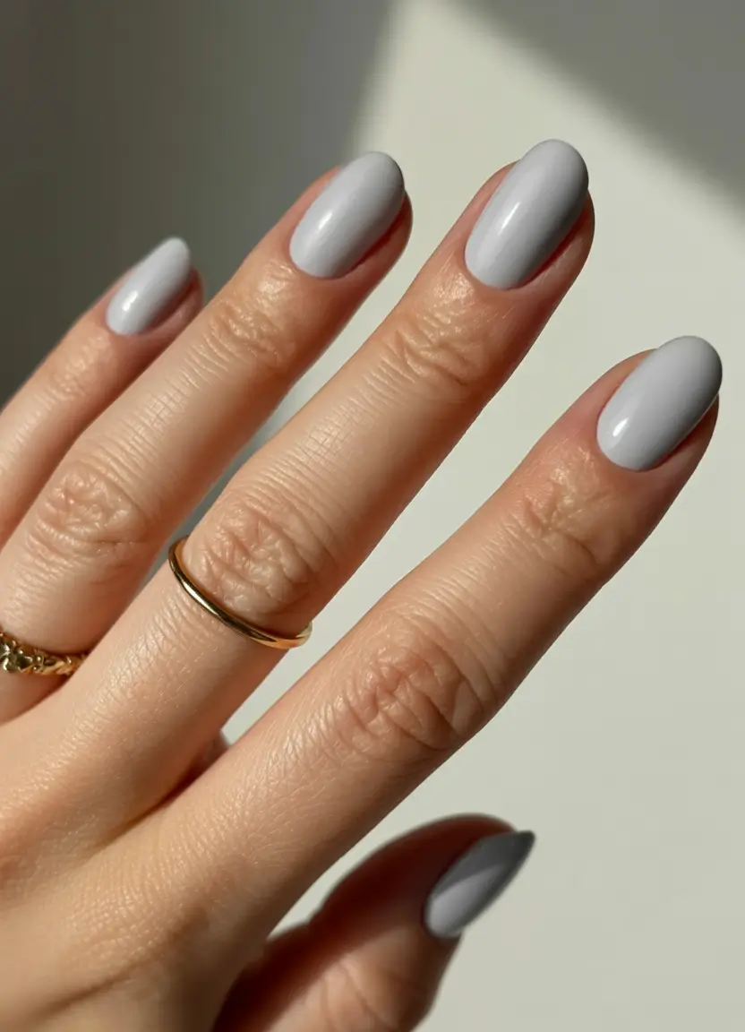 stylish minimalist spring nails 2026 Soft Stone Grey Calm