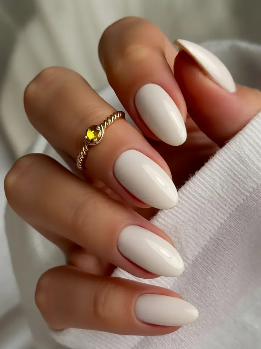 stylish minimalist spring nails 2026 Creamy Porcelain Minimalism