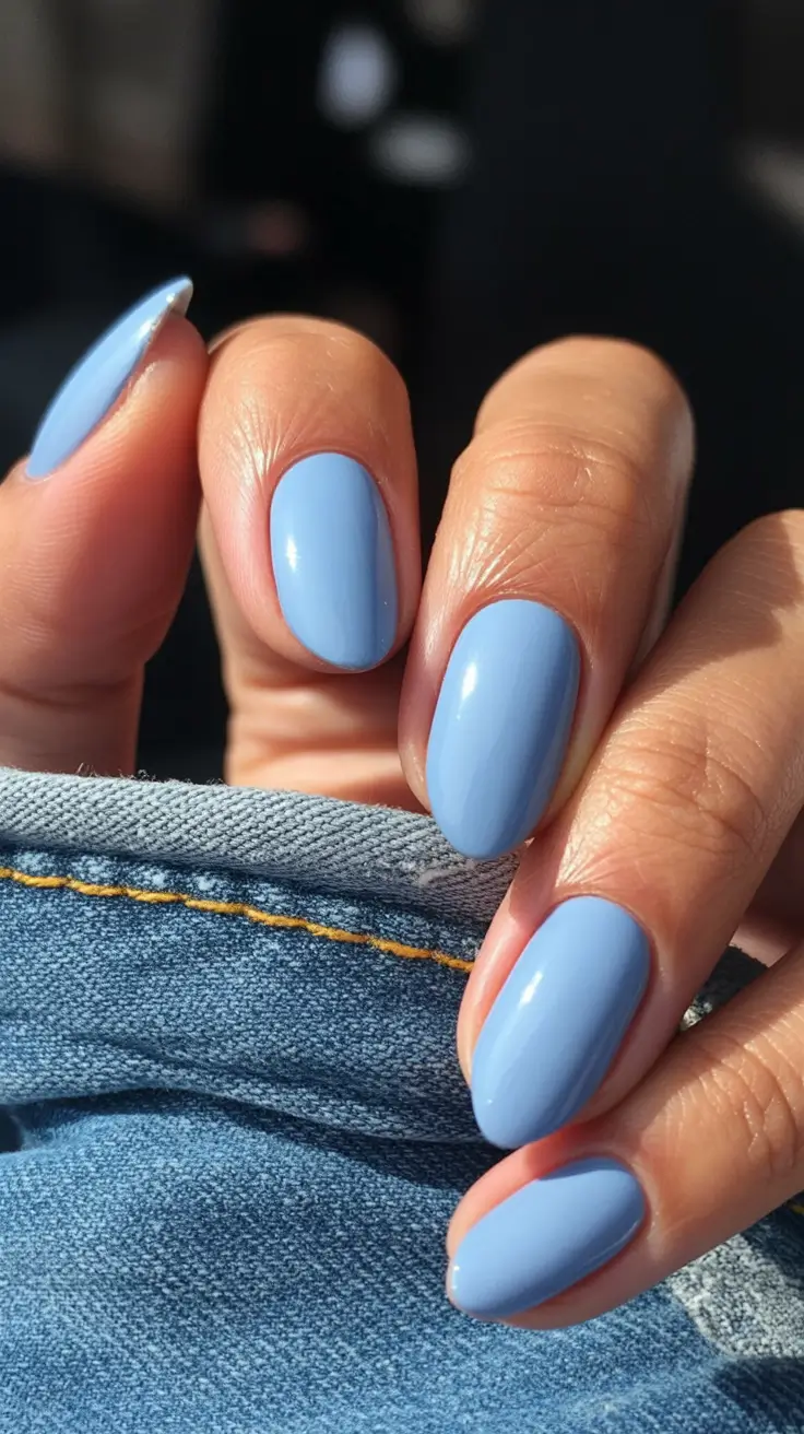 stylish minimalist spring nails 2026 Sky-Washed Blue Simplicity